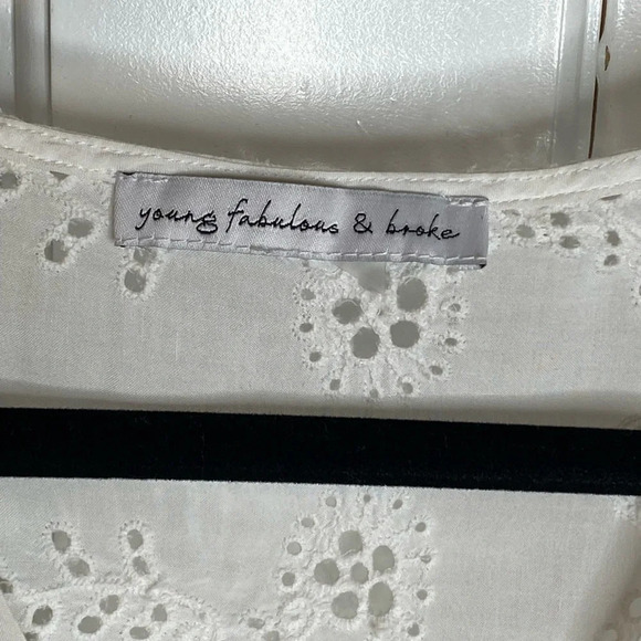Young Fabulous & Broke Lacey Eyelet WHITE wrap crop top S bohemian festi… - Picture 5 of 11